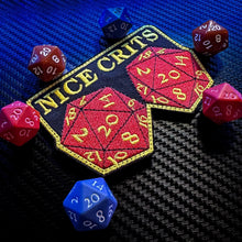 Load image into Gallery viewer, Nice Crits D&D - Roll a set of Natural 20 - Yes they are real - 2.5 x 3.75" Embroidered Patch