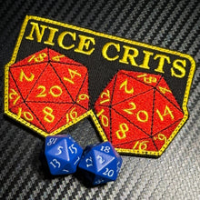 Load image into Gallery viewer, Nice Crits D&D - Roll a set of Natural 20 - Yes they are real - 2.5 x 3.75" Embroidered Patch