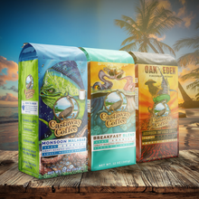 Load image into Gallery viewer, Light-Medium Starter Pack (Monsoon Malabar, Breakfast Blend, Bourbon Infused; 12OZ)