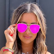 Load image into Gallery viewer, Cristina - Tangle Free - Mirrored Pink Aviator Sunglasses