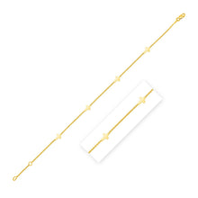 Load image into Gallery viewer, 14k Yellow Gold Polished Station Cross Anklet (1.00 mm)
