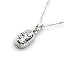 Load image into Gallery viewer, Outer Oval Shaped Two Stone Diamond Pendant in 14k White Gold (5/8 cttw)