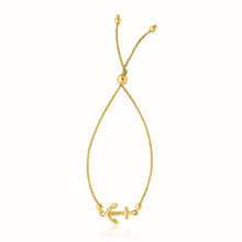 Load image into Gallery viewer, 14k Yellow Gold Anchor Design Adjustable Lariat Bracelet