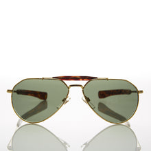Load image into Gallery viewer, Gold Brow Bar Aviator with Bayonet Temples and Glass Lens - Nolan Gold