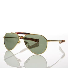 Load image into Gallery viewer, Gold Brow Bar Aviator with Bayonet Temples and Glass Lens - Nolan Gold