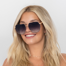 Load image into Gallery viewer, Farrah - Midnight Square Aviator Sunglasses