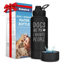 Load image into Gallery viewer, Dog + Human Water Bottle with Detachable Dog Bowl