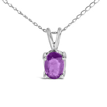 Load image into Gallery viewer, 14K White Gold 6x4MM Oval Shaped Purple Amethyst Solitaire Pendant Necklace
