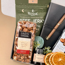 Load image into Gallery viewer, Gift Baskets for Men – Leather Journal, Coffee & Snacks