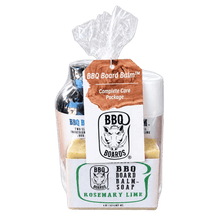 Load image into Gallery viewer, BBQ Board Balm™ Complete Care Package (Wax, Oil, Soap & Lint Free Cloth)