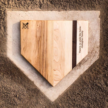 Load image into Gallery viewer, "Home Plate" Cutting Board with Custom Text Engraving (12"x12")