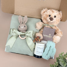 Load image into Gallery viewer, Curated Gift Boxes for New Moms – Bunny Rattle & Nursery Set