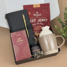 Load image into Gallery viewer, Campfire Comfort Gift Box | Beef Jerky Gift Set & Leather Notebook for Men