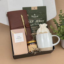 Load image into Gallery viewer, Gift Baskets for Men – Leather Journal & Beef Jerky Set