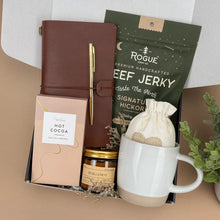 Load image into Gallery viewer, Gift Baskets for Men – Leather Journal & Beef Jerky Set
