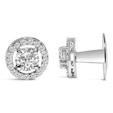 Load image into Gallery viewer, Men's 14K White Gold 1 3/4 Cttw Lab Grown Diamond Halo Cufflink