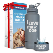Load image into Gallery viewer, Dog + Human Water Bottle with Detachable Dog Bowl