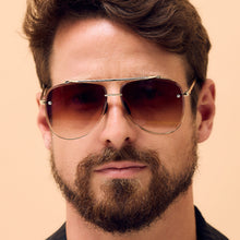 Load image into Gallery viewer, Luna - Tangle Free - Faded Brown Aviator Sunglasses