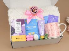 Load image into Gallery viewer, Self Care Gifts for Her – Luxury Lavender Spa & Blanket Set
