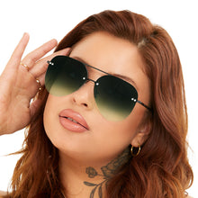 Load image into Gallery viewer, Smaller Megan 2 - Dark Green Metal Aviator Sunglasses