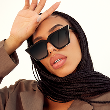 Load image into Gallery viewer, The CEO - Black Faded Black Lens Cateye Sunglasses