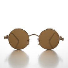 Load image into Gallery viewer, Gold Round Steampunk Goggle Sunglass with Spring Temples - Orwell 1