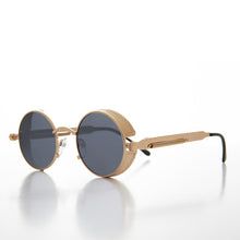 Load image into Gallery viewer, Gold Round Steampunk Goggle Sunglass with Spring Temples - Orwell 1