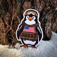 Load image into Gallery viewer, Arctic Warfare: Fully Embroidered Tactical Penguin Patch with US Flag