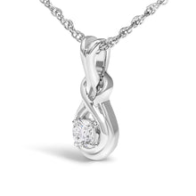 Load image into Gallery viewer, .925 Sterling Silver 1/10 Cttw Lab Grown Diamond Love Knot Solitaire Pendant Necklace - Size 18 Inches