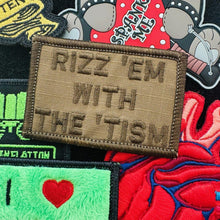Load image into Gallery viewer, Rizz 'Em With The 'Tism Playful Unique Gen Z Style Embroidered Patch - 2x3 inches