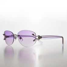 Load image into Gallery viewer, Rimless Color Tinted Lens Sunglass with Rhinestones - Ruby