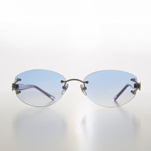 Load image into Gallery viewer, Rimless Color Tinted Lens Sunglass with Rhinestones - Ruby