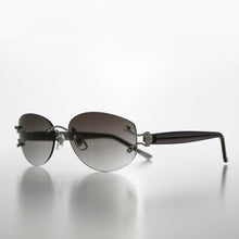 Load image into Gallery viewer, Rimless Color Tinted Lens Sunglass with Rhinestones - Ruby