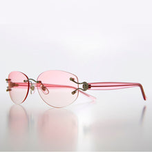 Load image into Gallery viewer, Rimless Color Tinted Lens Sunglass with Rhinestones - Ruby