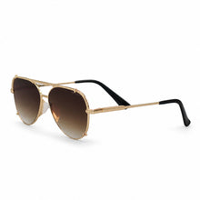 Load image into Gallery viewer, Smaller Cristina - Faded Brown & Gold - Tangle Free Round Aviator Sunglasses