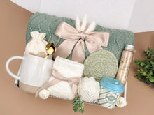 Load image into Gallery viewer, Luxury Gift Boxes – Soft Sage Blanket, Candle & Tea Set