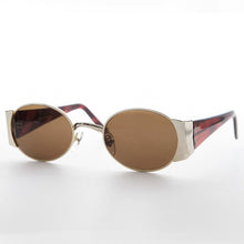Load image into Gallery viewer, Oval Combo Vintage Sunglass with Wide Temples -Tatum