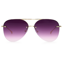 Load image into Gallery viewer, Smaller Megan 2 - Purple Metal Aviator Sunglasses with Gold Frame