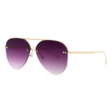 Load image into Gallery viewer, Smaller Megan 2 - Purple Metal Aviator Sunglasses with Gold Frame