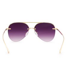 Load image into Gallery viewer, Smaller Megan 2 - Purple Metal Aviator Sunglasses with Gold Frame