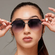 Load image into Gallery viewer, Smaller Megan 2 Faded Black - Tangle Free Aviator Sunglasses