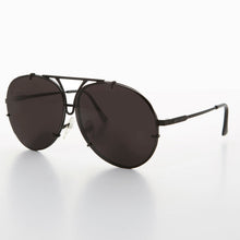 Load image into Gallery viewer, Vintage Rimless Aviator Sunglass Matte Black - Vossie