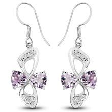 Load image into Gallery viewer, 4.06 Carat Genuine Pink Amethyst & White Topaz .925 Sterling Silver Earrings