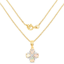 Load image into Gallery viewer, 14K Yellow Gold Plated 1.19 Carat Genuine Ethiopian Opal and White Topaz .925 Sterling Silver Pendant