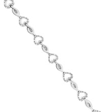 Load image into Gallery viewer, .925 Sterling Silver 1/4 Cttw Round-Cut Diamond Alternating Heart and Leaf Link Bracelet (I-J Color, I3 Clarity) - Size 7.25"