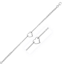 Load image into Gallery viewer, 14k White Gold Cable Chain Anklet with Open Heart Station