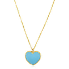 Load image into Gallery viewer, 14k Yellow Gold High Polish Heart Turquoise Paste Necklace