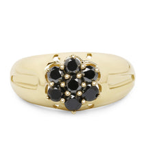 Load image into Gallery viewer, 14K Yellow Gold Plated 0.98 Carat Genuine Black Diamond .925 Sterling Silver Ring