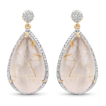 Load image into Gallery viewer, 14K Yellow Gold Plated 35.15 Carat Genuine Golden Rutile and White Topaz .925 Sterling Silver Earrings