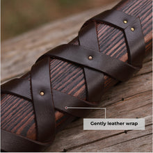 Load image into Gallery viewer, Viking long axe "Ragnar Lodbrok" with carving handle and leather wrap